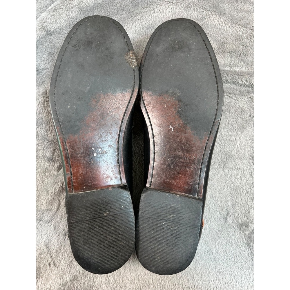 G. H. Bass & Co Penny Loafers Mens 11.5M Black Woven Leather Vtg Made in Brazil - Picture 7 of 11